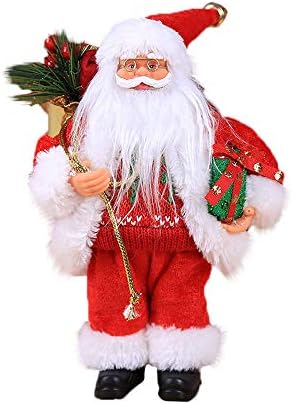 Pausseo Christmas Santa Claus Doll Toy Figurine Ornaments Decoration Christmas Old Man Tree Apple Home Decor Handmade Santa Cloth Doll Birthday Present Holiday (C)