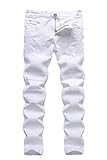 IA ROD CA Men's Biker Moto Skinny Runway Tapered Leg Distressed Fit Denim Jeans
