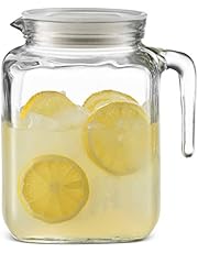 Bormioli Rocco Hermetic Seal Glass Pitcher With Lid and Spout [68 Ounce] Great for Homemade Juice & Cold Tea or for Glass Milk Bottles
