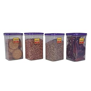 Laplast Plastic Storage Container, Set of 4, Purple