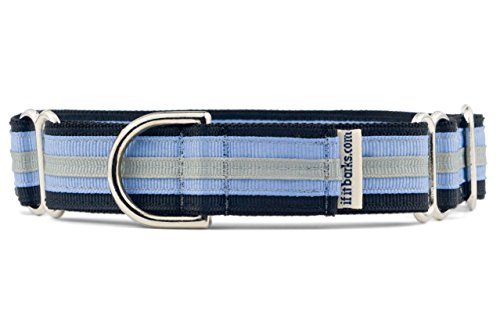 If It Barks 1" Martingale Collar for Dogs, Adjustable Nylon, USA Made, Large, Black Ice