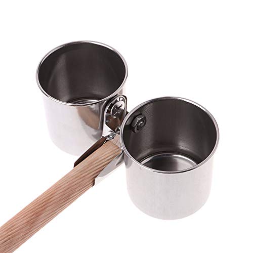 BLSMU Bird Cage Food Water Feeding Double Cups Bowl with Clip Stainless Steel Stand Perch for Parrot Parakeet Cage Accessories