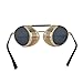 Ucspai Steampunk Sunglasses Goggles Gold Frame with Reflective Lens