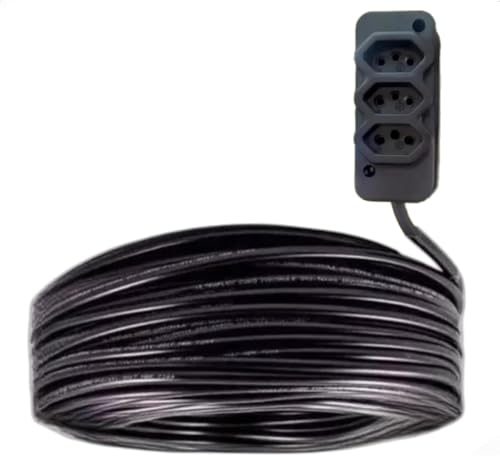 Extensão Elétrica Profissional Reforçada 5 Metros, 3 Tomadas 10A /20A, Cabo PP 2x2,00mm, Bivolt 250V, Preto, Uso Profissional e Residencial - 5m