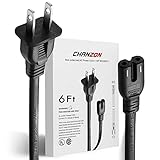 [UL Listed] Chanzon 2 Prong 6 ft AC Power Cable for Sony PS4 PS3 Sharp,Toshiba Hisense jvc TV,Soundbar,HP Printer 1-15P IEC320 C7 Plug 7A 125V Universal Non-Poliarized Figure 8 Shotgun Cord