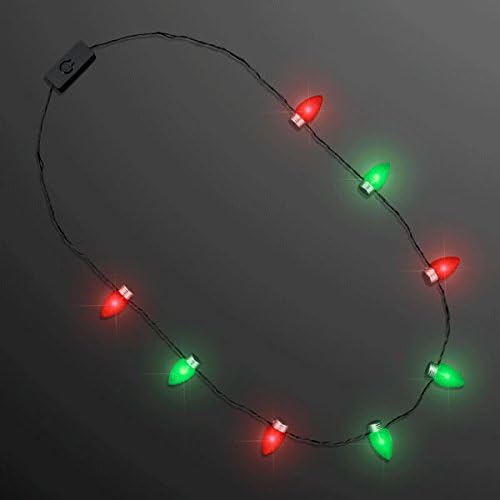 blinkee Red and Green Flashing Christmas Lights Necklace by