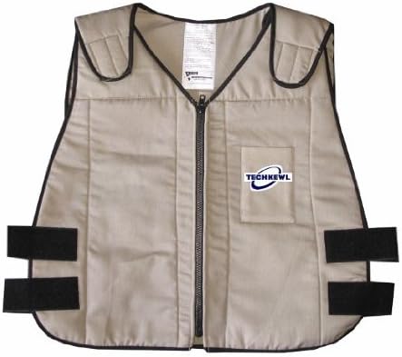 TECHKEWL COOLING VEST - Khaki - 6626-KH-M/L Fits 100-175 lbs - With Phase Change Cool Pax & Cooler Bag