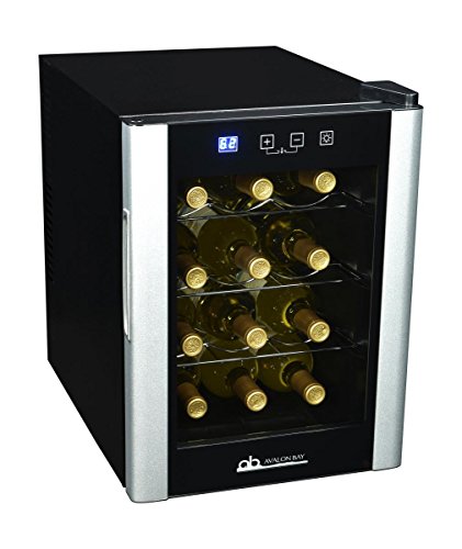 Avalon Bay AB-Wine12S Wine Cooler, 12 Bottle, Black/Silver