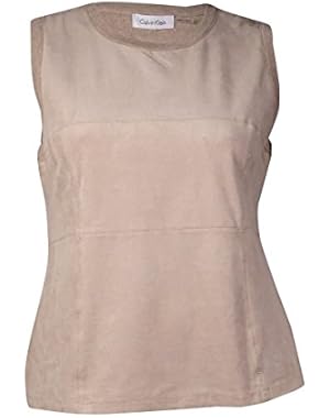 Women's Sleeveless Faux Suede Top (XL, Latte)