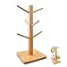 cuteadoy Mug Rack Tree, Removable Bamboo Mug Stand, Storage Coffee Tea Cup Organizer Hanger Holder with 6 Hooks