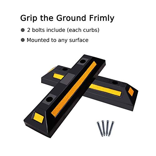 F COME 2 Pack Heavy Duty Rubber Parking Block Parking Curb Wheel Stop