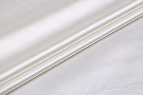 Maxfeel 100% Pure Mulberry Silk Charmuse Solid Dyed Fabric Multicolor for Bedding Dress Sold By Yard or By Half a Yard (Sold By Half a Yard, White)