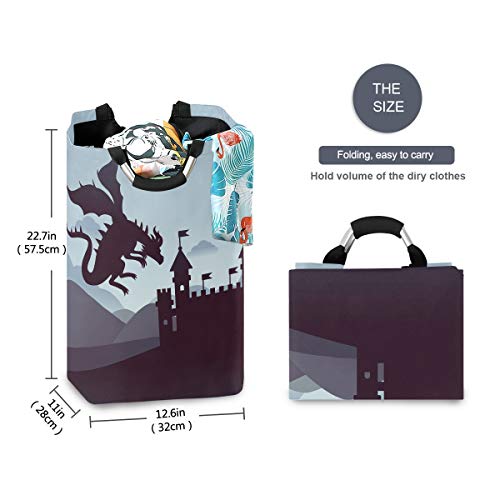 senya Fly Dragon Large Laundry Basket Shopping Bag, Collapsible Fabric Laundry Hamper, Foldable Clothes Bag, Folding Washing Bin (c) - Thumbnail 5