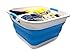 SAMMART 32L Collapsible Plastic Laundry Basket - Square Tub/Basket - Foldable Storage Container/Organizer - Portable Washing Tub - Space Saving Laundry Hamper (1, Sky Blue)