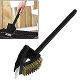 BBQ Grill Brush- Barbecue Grill Cleaner With Steel Bristles,steel Scraper And Scrub Pad Sponge, With Long Handle For Easier Cleaning, Good For Charcoal, Gas, Electric And Infrared Outdoor BBQ Grill