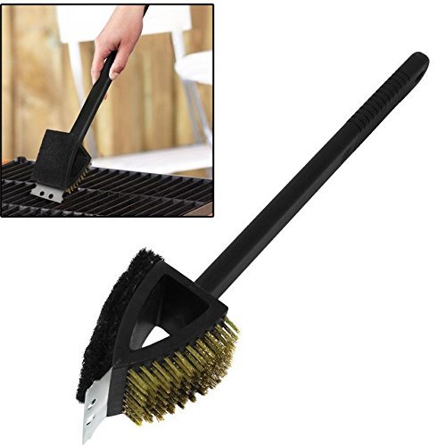 BBQ Grill Brush- Barbecue Grill Cleaner With Steel Bristles,steel Scraper And Scrub Pad Sponge, With Long Handle For Easier Cleaning, Good For Charcoal, Gas, Electric And Infrared Outdoor BBQ Grill