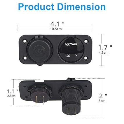 WATERWICH 2 3 4 Hole Marine Illuminated Toggle Rocker Switch Panel Waterproof Ignition Rocker Switch 12V-24V Volt Meter for RV Car Boat Trailer Vehicles Truck Yacht SUV (Two Hole Green)