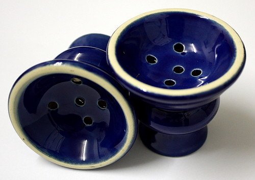 Lot of 2 - BLUE Hookah Bowl Hooka Nargila Pipe Shisha BOWL + GROMMET Accessory by HookahSession