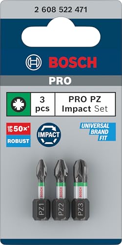Bosch 3x PRO Pozidriv Impact Bit (100 x 50 mm, Professional Zubehör Schraubendreher, Schraubendreher) thumbnail 2
