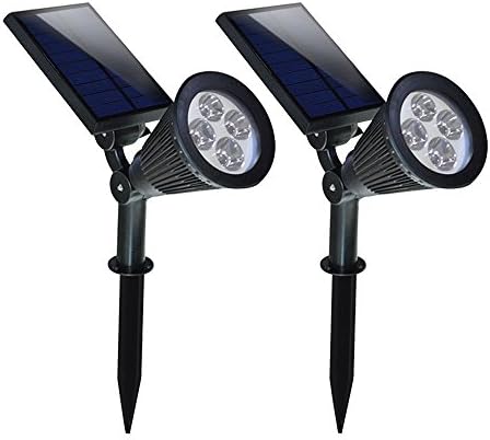 Solar Lights, 2-in-1 Waterproof 4 LED Solar Spotlight Adjustable Wall Light Landscape Light Security Lighting Dark Sensing Auto On/Off for Patio Deck Yard Garden Driveway Pool Area (2 Pack)