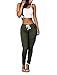 OLUOLIN Womens Solid Color Stretch Drawstring Skinny Pants Cargo Joggers Size S Green