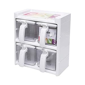 Hoed keuken condiment box kruiden box zout potje huishoudelijke olie zout pot set kruiderij twolayer creatieve kruiden…