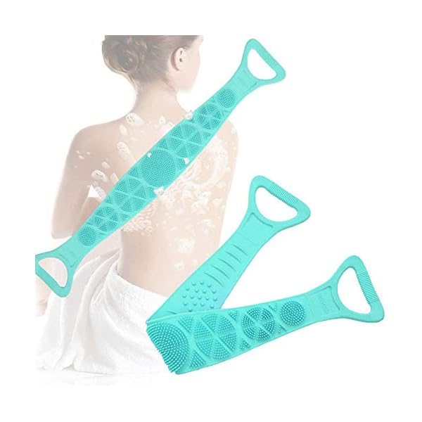 Extended-Silicone-Bath-Body-Brush-Bath-Exfoliating-Silicone-Body-Back-Scrubber-for-Shower-Body-Washer-Silicone-Body-ExfoliatorBathing-Accessories-Long-Handle-Green Silicone Bath Body Brush, Bath Exfoliating Silicone Body Back Scrubber for Shower, Extended 70 cm Exfoliating Body…