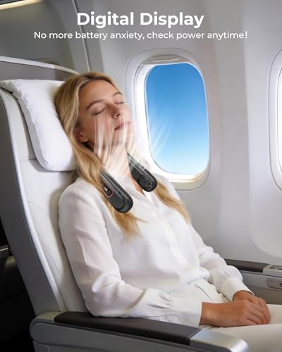 Portable Neck Fan, Bladeless Free Mini Fan with 360° Airflow, Neck Fans USB Rechargeable, 3 Speeds Hands-Free Cooling for Commuting, Travel & Sports - Gift for Men Women, Black
