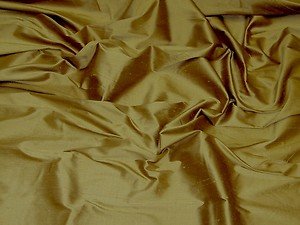 Curtain Fabric Designer Plain Silk Dupion Antique Gold By The