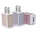 USB Wall Charger, Sicodo 3-Pack 1A Home Travel Power Adapter Wall Plug Charger Cubes for iPhone X/8, 7 Plus, 6 Plus, 6s Plus, Tablet, Samsung Galaxy S8 Plus, S7 Edge, Note 8, HTC, Nokia, LG, Sony