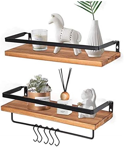 Amazon ウォールシェルフ 生活雑貨 整理整頓 壁掛けウォールシェルフ 調理器具 収納棚 壁面収納ウォールシェルフ 飾り棚 ウォールラック 壁掛け棚 天然木製 2個セット ウッドカラー オープンシェルフ ラック オンライン通販