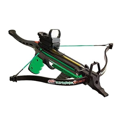 PSE Zombie React Pistol Crossbow Package with Red Dot Scope, Grip, Stringer and Extra Pack of Arrow