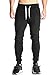 Ouber Men's Fitted Jogger Pants Gym Workout Running Sweatpants with Zipper Bottom (BlackA,S)