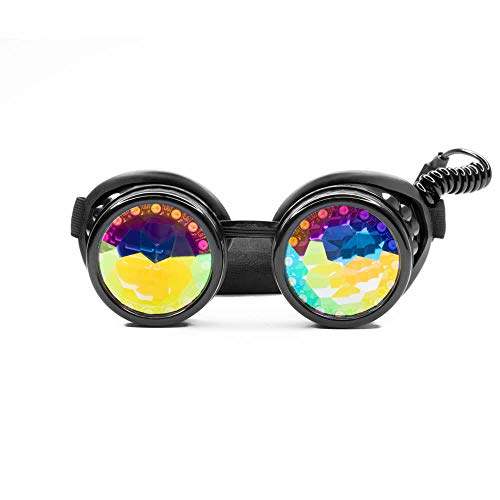 GloFX Pixel Pro Kaleidoscope Goggles [350+ Epic Modes] - Programmable Rechargeable Light Up EDM Festival Rave Party Sunglasses Glow LED Glasses