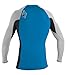 O'Neill Wetsuits UV Sun Protection Mens Skins Long Sleeve Crew Sun Shirt Rash Guard, Brite Blue/Black/Lunar, Large