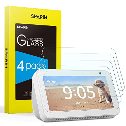 [4 Pack] Echo Show 5 Screen Protector, SPARIN [Upgrade Design] [Camera Cutout] [Tempered Glass] Screen Protector for Amazon Echo Show 5, 2019
