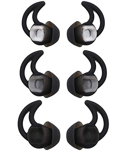 Replacement Ear Tips for Bose Soundsports Free Headphone, Rayker Noise Isolation Soft Silicone Earbud Tips, 3 Pair S/M/L Size Included, Bose Soundsport Free (Black)