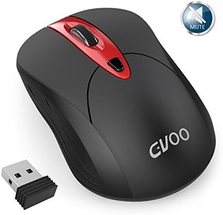 Gvoo 544468 Wireless, 2.4G Noiseless Silent USB Adjustable DPI 1000/1500/2000 Nano Receiver Long Range Optical Cordless Mouse for PC Windows Mac Linux Vista Tablet Computer, Black