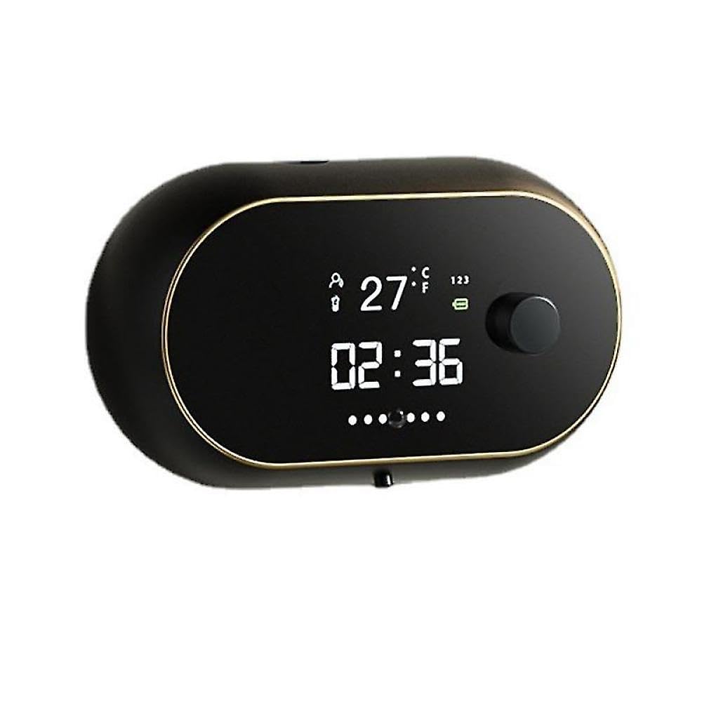 Automatic Foam Soap Dispenser with Non-Contact Sensor Wall and No Drilling with LCD Display Stylish and Pro for Bathroom Foam Pusher Kitchen Business School (Black)