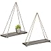 MyGift 17-Inch Rustic Gray Wood Rope-Hanging Floating Shelves, Set of 2