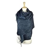 Paskmlna Paisley Jacquard Pashmina Shawl Wrap Scarf Stole (Gray-blue01891)