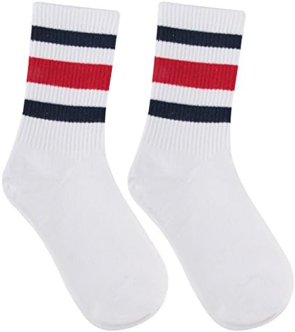 New Women Girl Cotton Fashion Sport Striped High Socks Hosiery Casual Stockings White &amp; Red Blue Stripe