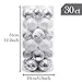 Valery Madelyn 30ct 60mm Frozen Winter Silver White Shatterproof Christmas Ball Ornaments Decoration,Themed with Tree Skirt(Not Included)
