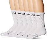 New Balance Men's 6 Pack Core Crew Socks,White,X-Large