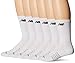 New Balance Men's 6 Pack Core Crew Socks,White,X-Large