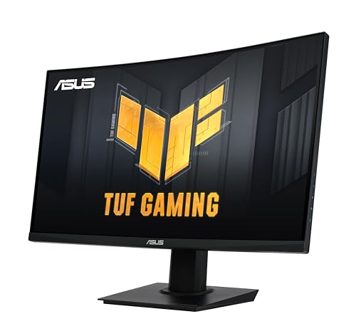 Monitor curvo ASUS TUF Gaming de 24" (23,6 pulgadas visibles) (VG24VQER) - FHD, 180 Hz, 1 ms, DCI-P3 90 %, sincronización de desenfoque de movimiento extremadamente bajo, FreeSync, Shadow Boost, cuidado de los ojos, DisplayWidget Center, garantía de 3 años