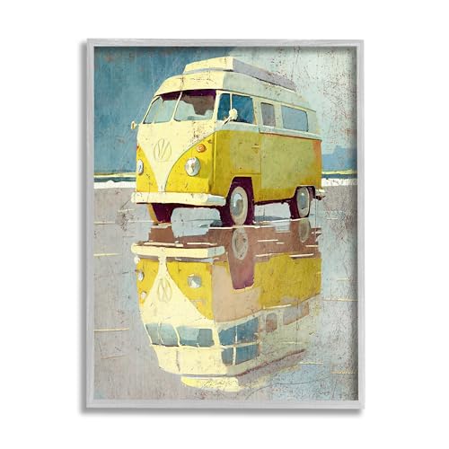 Stupell Industries Yellow Rustic Minibus Framed Giclee Art by Enrico McGarrigle