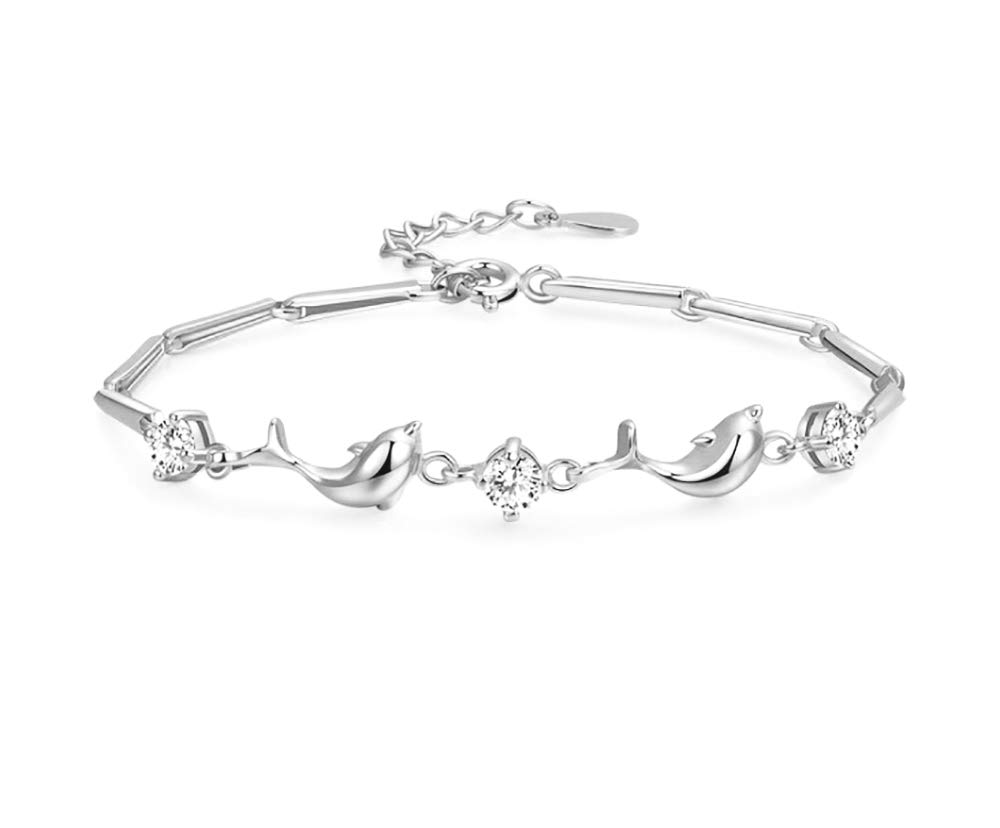 kaguyo silver bracelets for women, crystal Bracelets for girls, sterling Silver dolphin Bracelet, Cubic Zirconia Infinity bracelet, gold Bracelets, friendship birthday gift, jewellery gifts for women