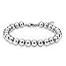 zindov Jewelry Wedding Bridal Stylish Beaded Bracelet in Stainless Steel Balls Chain Great Gift for Women Men Young Adults Silver Color Tone