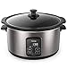 hOmeLabs 6 Quart Programmable Slow Cooker - Stainless Steel Exterior, Removable Non-Stick Crock and 10-Hour Timer with Auto Shut-Off